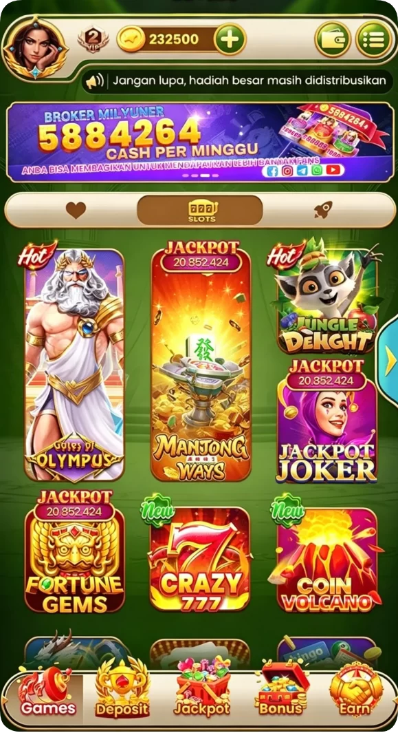 Tampilan utama aplikasi Aplikasi tigerjp88 Terbaru dengan Fitur Terbaik yang intuitif dan efisien.